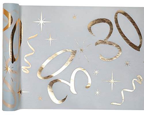 cama24com Tischläufer Vlies Zahl 30 Gold Geburtstag 5m Tischvlies Tischdekoration Deko mit Palandi® Sticker von cama24com
