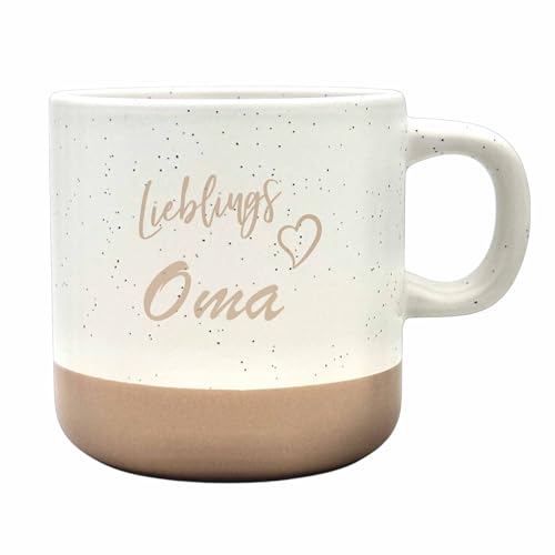 Steingut-Tasse 'LIEBLINGSOMA' Keramik Kaffeetasse Teetasse I Spülmaschinenfest I Mikrowellenfest I 360 ml I Rustikales Design I Geschenk von camolo