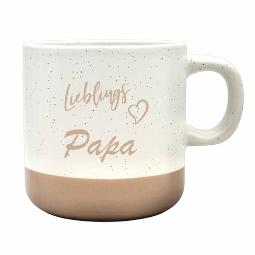 Steingut-Tasse 'LIEBLINGSPAPA' Keramik Kaffeetasse Teetasse I Spülmaschinenfest I Mikrowellenfest I 360 ml I Rustikales Design I Geschenk von camolo