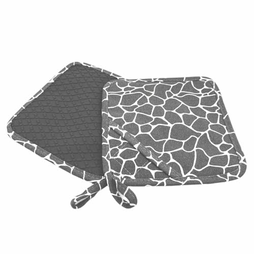 Topflappen Silikon & Baumwolle im 2er Set hitzebeständig Ofenhandschuhe Anti-Rutsch Handschuh für Kochen Backen Grillen Grau von camolo