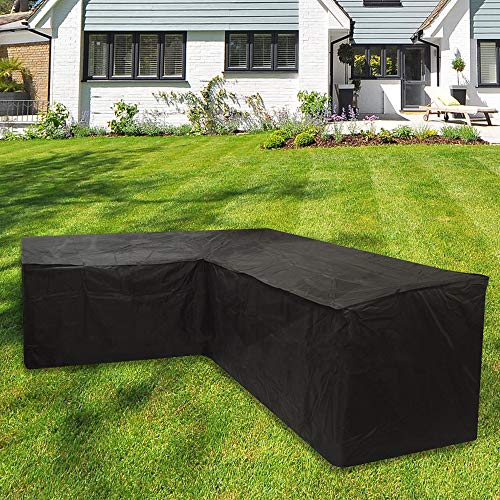 camouflage net L Form Gartenmöbel Abdeckung, Heavy Duty Garten Möbel Schutzhülle, L Sofa Abdeckhaube, Wasserdicht Abdeckhaube für Eck-Loungegruppe Loungemöbel (Schwarz 215X215X87CM) von camouflage net