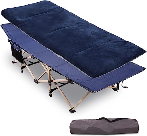 campMax Feldbett mit Matratze, 190X70cm Faltbar Klappbett Campingbett Tragfähigkeit bis 226 kg für Erwachsene Outdoor Indoor Garten Camping Reisen, Marineblau von campMax