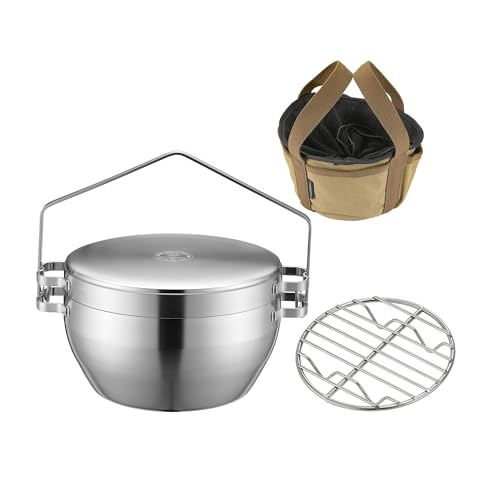 Campingmoon DO-27 Dutch Oven 2-in-1 Bratpfannendeckel aus Edelstahl, Solo-Camping-Kochgeschirr-Set von camping moon