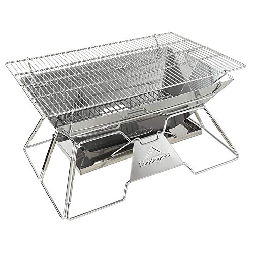 Campingmoon Foldable BBQ Grill, Portable Charcoal Grill, Stainless Steel Wood Burning Stove, Barbecue Cooking Stove for Outdoor/Garden/Camping/Picnic/Party (MT-3) von camping moon