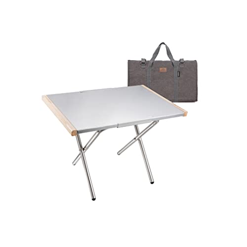 CAMPINGMOON Camping Outdoor Beistelltisch Hitzebeständiger Edelstahl Prägeverfahren für Tischgrill mit Tragetasche T-370 von camping moon