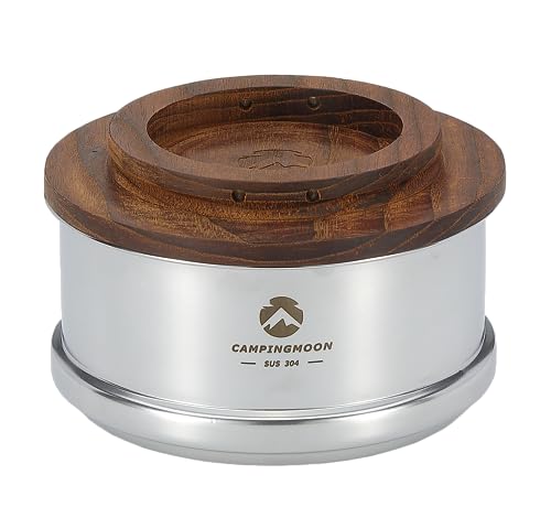 camping moon Mini-Dampfgarer φ4,7 Zoll für Sierra Cup 304 Edelstahl mit Holzdeckel S362-MG von camping moon