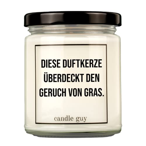 candle guy Duftkerze | Diese Duftkerze überdeckt den Geruch von Gras. | Handgemacht aus 100% Sojawachs | 70 Stunden Brenndauer von candle guy