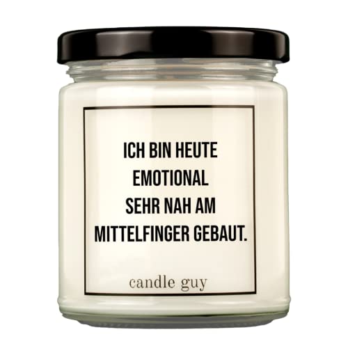 candle guy Duftkerze | Ich bin heute emotional sehr nach am Mittelfinger gebaut. | Handgemacht aus 100% Sojawachs | 70 Stunden Brenndauer von candle guy