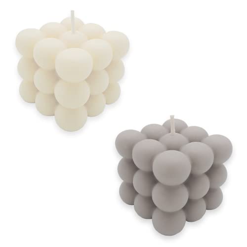 candlery. - Bubble Candle – Vegane & Nachhaltige Design-Kerzen aus Rapswachs – Handmade in Germany - Kerzenmanufakur aus Münster (Creme+Grau, 2) von candlery.