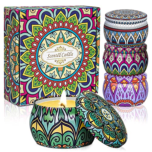 Candlesee Duftkerzen-Set für Frauen, natürliche Soja-Aromatherapie-Kerzen, 113 ml, entspannendes Spa-Duftset, Lavendel, Jasmin, Gardenie, Osmanthus, 4 Aromen, Damen-Geburtstagsgeschenke von candlesee
