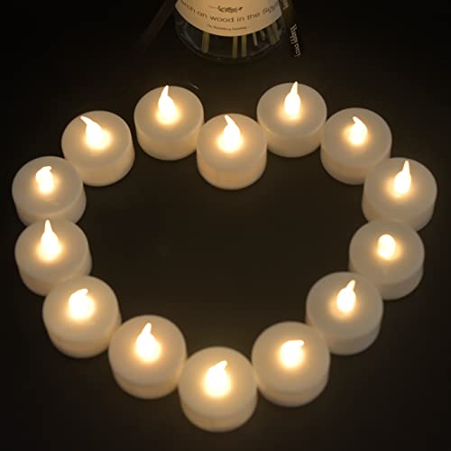 Flammenlose flackernde LED-Teelichter: batteriebetriebene 12er-Pack weiße realistische elektrische gefälschte Kerzen, langlebig 200 Stunden für Kerzenfestfeiern und Heimdekoration von candlesee