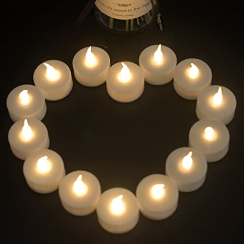 candlesee Flammenlose Flackernde LED-Teelichter: Batteriebetriebene 12er-Pack Weiße Realistische Elektrische Gefälschte Kerzen, Langlebig 200 Stunden für Abend Partys Heimdekoration Hochzeit Parteien von candlesee