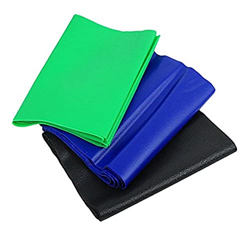 CanDo Trainingsband LATEXFREI / Widerstandsband / Gymnastikband - 3er PACK - grün/blau/schwarz (medium/schwer/sehr schwer) - jeweils 1,5 m Länge von Cando