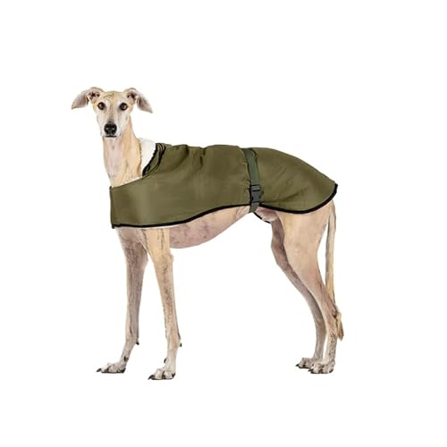 Regenmantel für Windhund: Stil, Schutz vor Kälte und Regen, Lammfutter, Wärmedämmung, Loch für Geschirr, ideal für Windhund, Greyhound, und Podencos - Khaki, M von candyPet