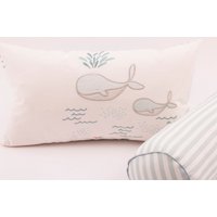 Canenya Kissen Mit Zauberhafter Wal - Motiv Stickerei 60cm X 35cm Dekokissen Für's Kinderzimmer von canenya