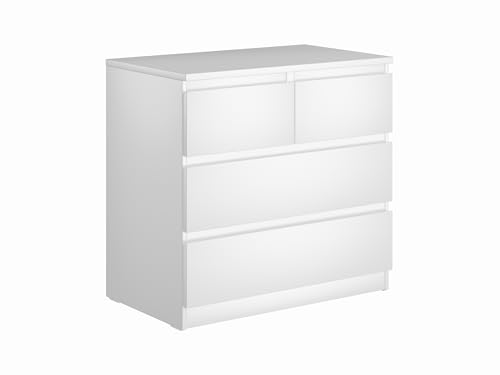 cann 7.03.02.080.1 LYRA Chest of Drawers with 2 Smaller and 2 Large Drawers, White Chest of Drawers with Any Bedroom Furniture, 80x76cm von cann