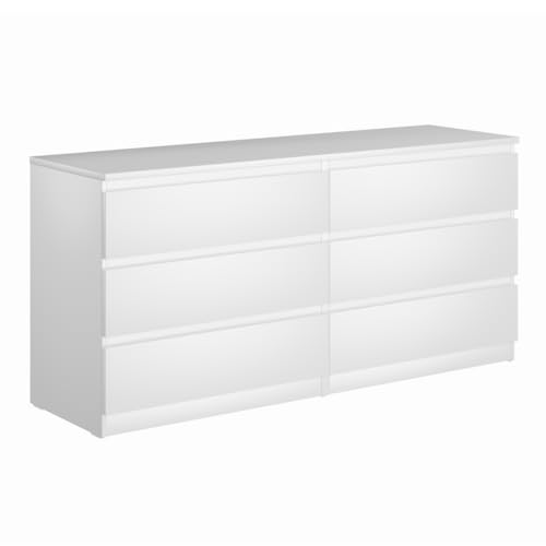 cann 7.05.02.060.1 LYRA Chest of Drawers with 6 Large Drawers, White Chest of Drawers with Any Bedroom or Living Room Furniture, 160x76cm von cann