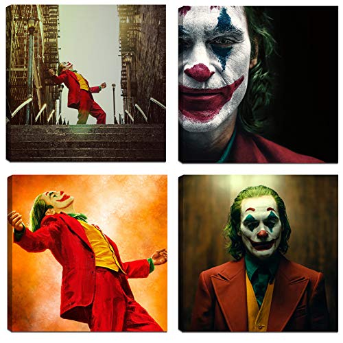 canvashop Moderne Bilder Joker 4 Stück 40 x 40 cm Bild auf Leinwand Bild 2019 Joaquin Phoenix von canvashop