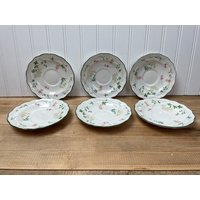 6 Royal Doulton Untertassen Majestic Collection Southdown Weiß Grün Floral von capemayantiquesinc