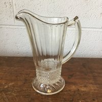 Antike Muster Glas Krug Kanne Geriffelte Seiten Stark Gemusterte Basis von capemayantiquesinc
