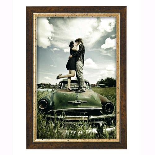 capestore Bilderrahmen A4 Arte Povera 25 mm aus transparentem Crilex und Harz, Unfallschutz für Diplome, Zertifikate und Fotografien, Fotorahmen 21 x 29,7 cm (Nussbaum Gold) von CAPESTORE
