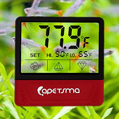 Capetsma Aquarium Thermometer, digitales Aquarien Thermometer mit LCD-Display, Touchscreen und Flash-Alarm, accurate Temperatursensor für Süßwasser und Meerwasser von capetsma