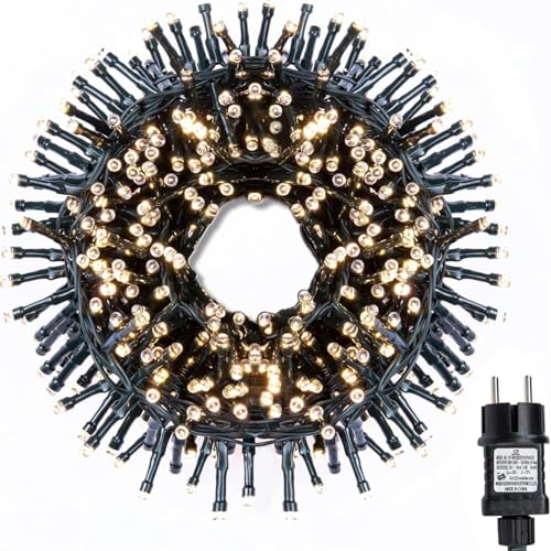 capojas Led Cluster Lichterkette warmweiß weihnachtsbaum deko Strombetrieb Deko für Innen Außen Garten Hochzeit weihnachtsdeko (Warmweiß, 300LED 6M Lang+5M Zuleitung) von capojas
