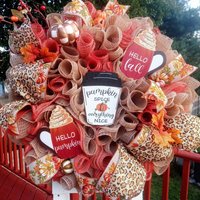 Pumpkin Spice Latte Wreath Leopard Print Herbst Tür Dekor Pumpkin Spice Latte Wreath Leopard Print Herbst Tür Dekor von capthelenwreaths