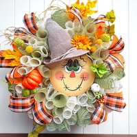 Wunderlicher Garten-Charakter-Vogelscheuchen-Kranz Falltürdekoration Für Halloween & Im Herbstdekor von capthelenwreaths