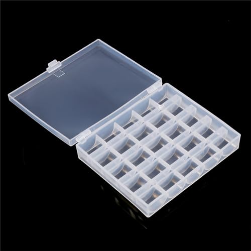 1pc leerer Spulen Gehäuse, Kunststoff 25 Schlitze nähen Bastelbox 1 Steckplätze Größe 0,86×0,51 in Nähmaschinen Spulen Organizer Aufbewahrung klarer Box Organizer Kunststoff Hülle von cardyven