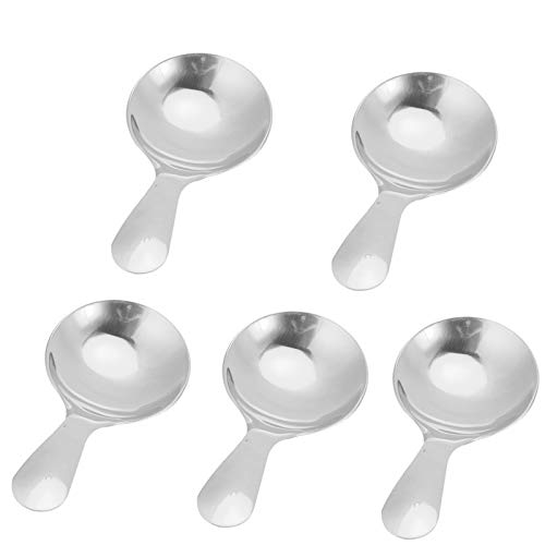5 Stück Löffel mit kurzem Griff, Eisportionierer, Mini-Servierlöffel aus silbernem Edelstahl 304, kleine Kaffeelöffel für Salz, Gewürze, Dessert, Tee, Kaffee, 9 x 4,5 cm (Silber) von cardyven