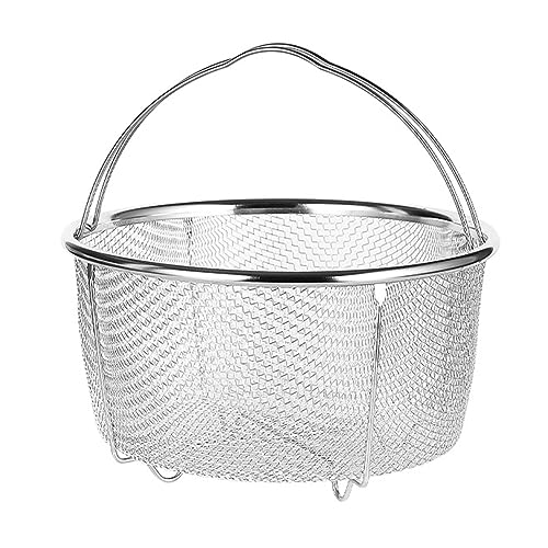 Pan Steamer Basket with Handle, Stainless Steel Mesh Steaming Draining Fryer Basket Heat Re sistant Vegetable Steamer Insert for Cooking Kitchen (Stainless steel) von cardyven