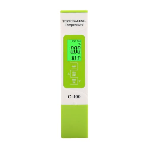 Pool-Salz-Tester, C-100 5 in 1 PH TDS EC Salzgehaltsmesser, Mehrfunktion Wasserwasserstester mit Hintergrundbeleuchtung für Salzwasseraquariumwasser mehr Genauigkeit von cardyven