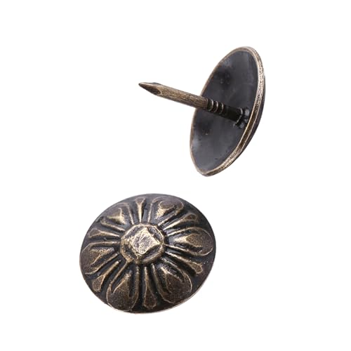 cardyven 100pcs Vintage Bronze Polsternägel, dekorative Möbelkackungen für Sofa, Schuhe, Türen Basteln antike Eisenstollen mit grünem rotem Bronze Finish (Grün 16 * 15 mm) von cardyven