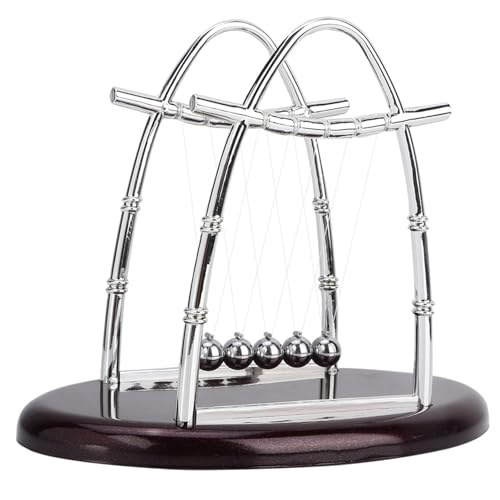 cardyven Newtons Balance Bälle, Metal Swinging Kinetic Educational Science Balance Bälle 5 Perlen Stressabbau Spielzeug Ornament für Home Office Desktop (L 10.63 × 6,30 × 8,66 in) von cardyven