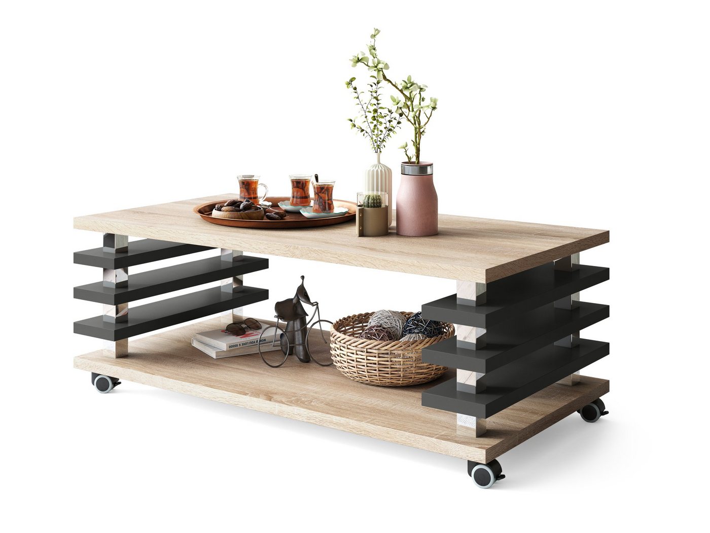 designimpex Couchtisch DC-3 Design Wohnzimmertisch Tisch mit / ohne Rollen von designimpex