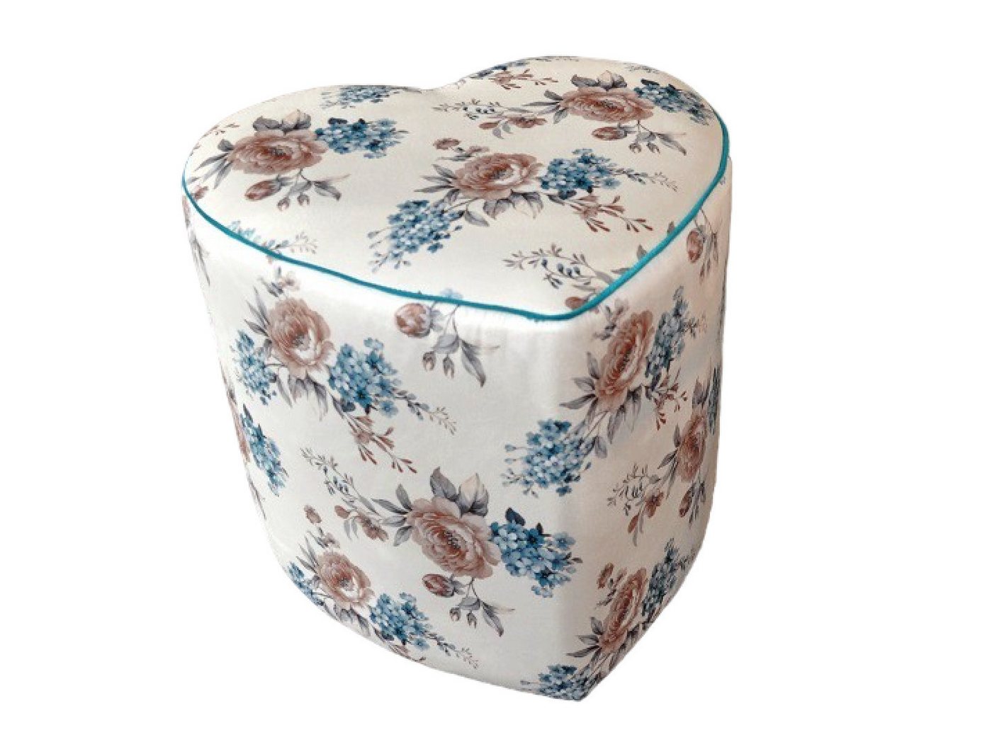 carl svensson Hocker Design Hocker Pouf Carl Svensson Herzform Türkis Creme Rosen PH-3m von carl svensson