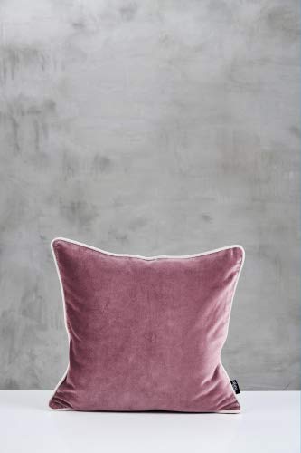 Baumwoll-Samt-Kissen Daskia Rosa Beige in 45 x 45 mit Reißverschluss, einfarbig, modern, quadratisch, handgefertigt, gefüllt, Couch-Boden, für Zuhause, Wohnzimmer, Schlafzimmer, Sofa, Stuhl von carla&marge