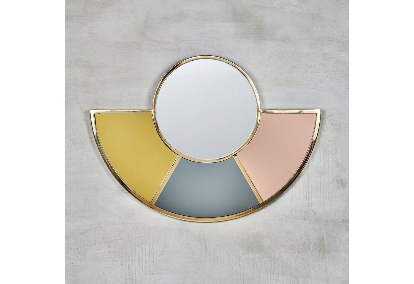 carla&marge Dekospiegel Falabelle, Spiegel mit gefärbtem Glas und Eisenrahmen in Gold von carla&marge