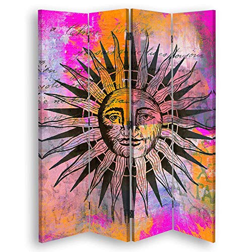 carowall CAROWALL.COM Paravent Pinnwand Sonne beidseitig abstrakt Mehrfarbig 145x175 cm von carowall CAROWALL.COM