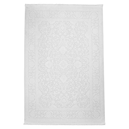Acryl-Teppich Einfarbig Gewebt Hochwertig mit Klassischen Design aus Ornamenten in Weiß Größe 80/150 cm Acryl-Teppich Einfarbig Gewebt Hochwertig mit Klassischen Design aus Ornamenten in Weiß Größe 80/150 cm von carpet city