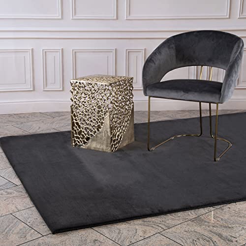 Hochflor Teppich Wohnzimmer - Einfarbig Anthrazit - 80x150 cm - Super Soft Polyester - Weicher Flor - Teppiche Schlafzimmer - Langflorteppich Graphite Hochflor Teppich Wohnzimmer - Einfarbig Anthrazit - 80x150 cm - Super Soft Polyester - Weicher Flor - Teppiche Schlafzimmer - Langflorteppich Graphite von carpet city