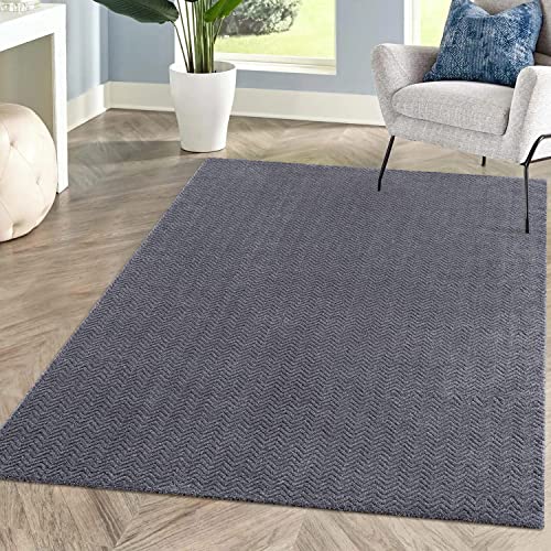 carpet city Teppich Einfarbig Grau Wohnzimmer - Rechteckig 160x230 cm - Hochtief-Chevron-Muster, 3D-Effekt - Kurzflor Teppiche Modern - Deko Home&Living von carpet city