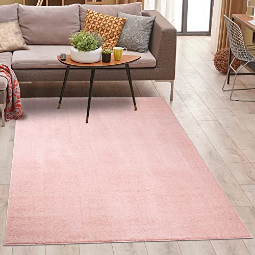 carpet city Teppich-Läufer Wohnzimmer Hochflor - 80x150 cm - Rosa, Einfarbig - Super Soft - Weiche Micro-Polyester Teppiche Schlafzimmer - Moderne Langflor Wohnzimmerteppiche von carpet city