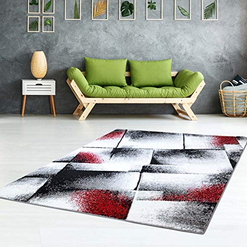 Teppich Modern Moda Flachflor Kurzflor Konturenschnitt Handcarving Meliert Rot für Wohnzimmer; Größe: 120x170 cm von carpet city