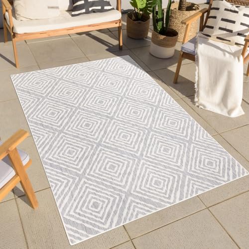 Teppich Outdoor Wetterfest - Grau - 160x230 cm - Geometrisch - Balkon Teppich Wasserabweisend - In-& Outdoor Teppiche für Terrasse, Garten, Küche, Bad oder Wohnzimmer Teppich Outdoor Wetterfest - Grau - 160x230 cm - Geometrisch - Balkon Teppich Wasserabweisend - In-& Outdoor Teppiche für Terrasse, Garten, Küche, Bad oder Wohnzimmer von carpet city
