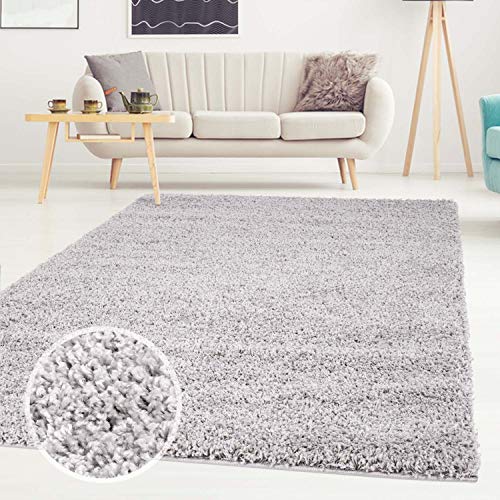 ayshaggy Shaggy Teppich Hochflor Langflor Einfarbig Uni Grau Weich Flauschig Wohnzimmer, Größe: 200 x 290 cm von carpet city