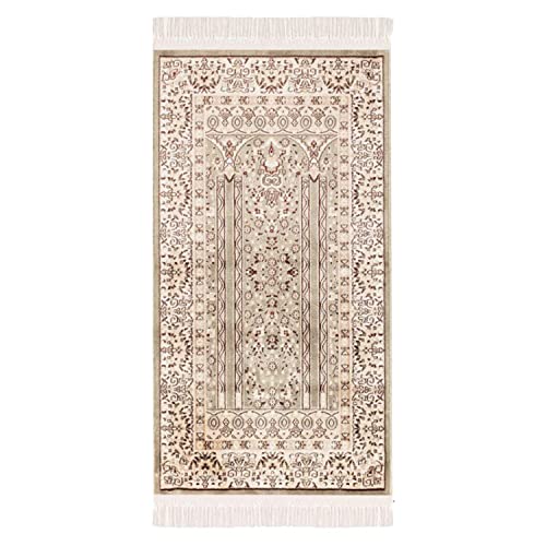 carpet city Gebetsteppich - Seccade Namaz - 70x125 cm Grün - Mäander Ornamente Gebetsmatte mit Fransen - Wand-Dekoration Wohnzimmer - Klassische Teppiche Kurzflor - Orientteppich von carpet city