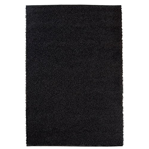 carpet city Hochflor Shaggy Teppich Langflor Teppiche Einfarbig Uni Schwarz für Wohnzimmer Schlafzimmer 3 cm Florhöhe, Größe 100x300 cm von carpet city