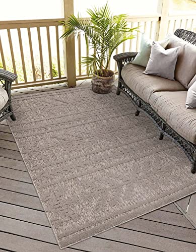 carpet city In-& Outdoor Teppich - 160x230 cm - für Innen-& Außenbereich - Wetterfest Balkon-Teppich, Terrasse, Flur, Küche - Wohnzimmer-Teppiche - Hochtief/ 3D-Effekt - Ethno-Optik in Braun von carpet city